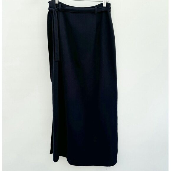 Tristan & Iseut Long Navy Wrap Skirt Fully Lined Size 9 Vintage - Picture 2 of 11